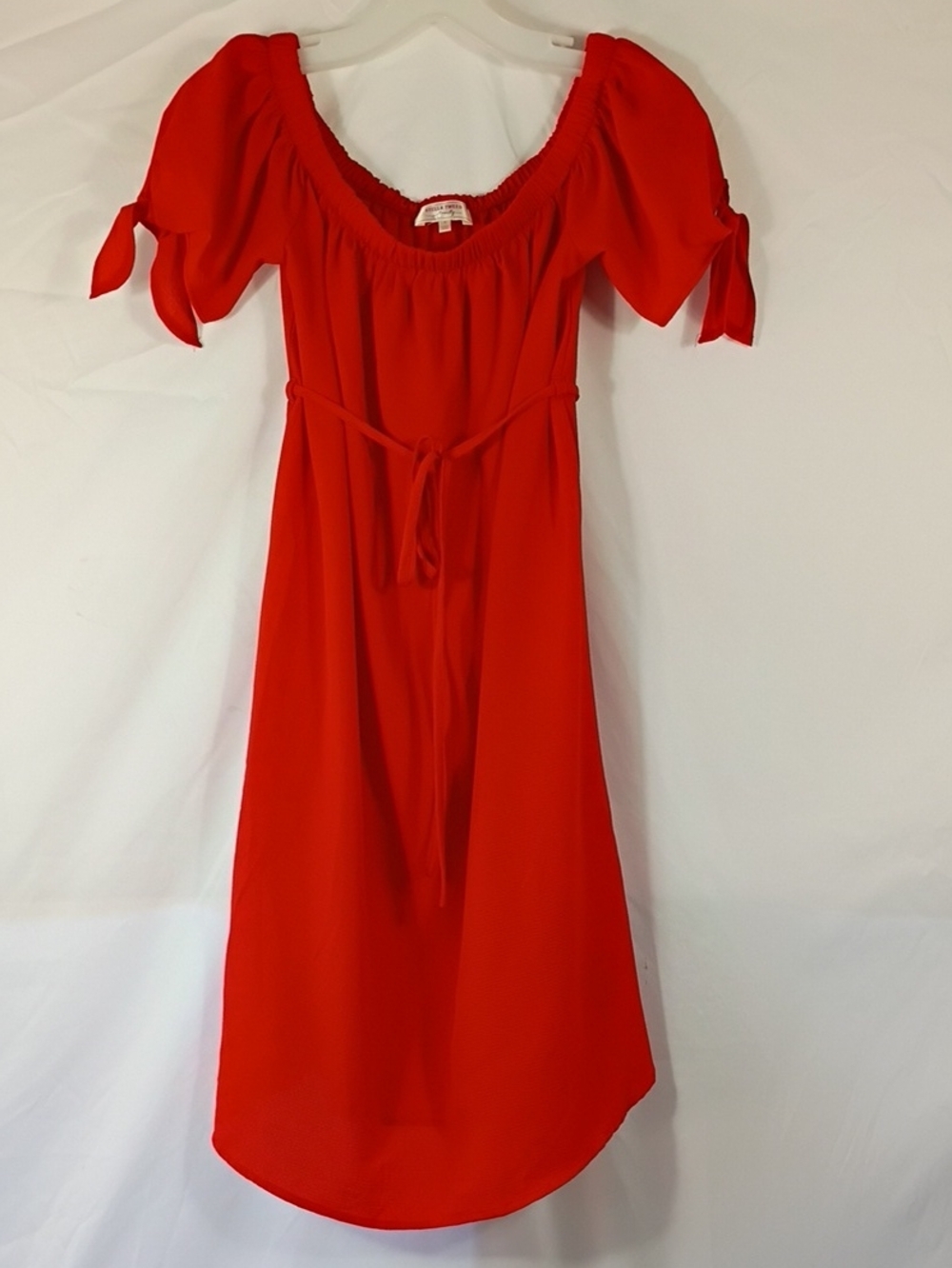 EUC Stella Tweed Maternity Red Dress Size Small Baby Bump, Adjustable Arms